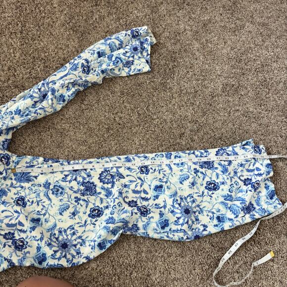 NWT Oliviaceous Wide Leg Blue Summer Soirée High Waist Linen Blend Pants S - Picture 7 of 11